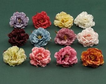 2.36'' Peony Artificial Silk Flower Head - 12Colors Fake Flower For DIY Crafts Hanging Mobile Flower Cake Topper Crown Bouquets Wreath Decor