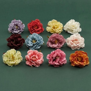 2.36&#39;&#39; Peony Artificial Silk Flower Head - 12Colors Fake Flower For DIY Crafts Hanging Mobile Flower Cake Topper Crown Bouquets Wreath Decor