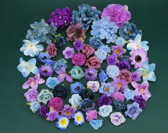Têtes de fleurs artificielles en soie, 68 pièces, couleurs mélangées, ensemble combiné pour bricolage, artisanat, numéro de fleur suspendue, couronne de fleurs, fabrication de fausses fleurs