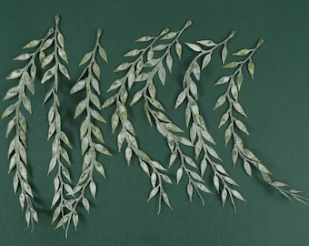 25cm Green Willow Leaf 6/150PCS Long Faux Artificial Leaf For DIY Crafts Hanging Mobile Home Table Plate Wall Decor Fake Foliage