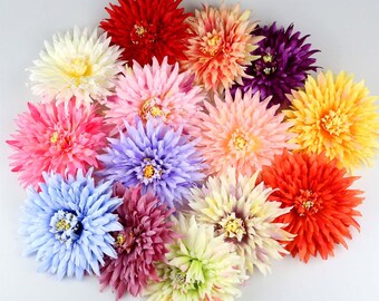10/50PCS Artificial Silk Flower Head - 14Colors Fake Chrysanthemum / Silk Flower, Hair Accessories, DIY Wedding, Flower Crown, Bouquet Decor