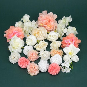 24pcs DIY Silk Flower Head Combo Set Handcrafted Bulk Rayon Flower Head Kit Fake Flower For DIY Wreath Bouquet Crown Material Pack