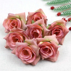 2.36&quot; 100PCS Artificial Silk Flower Head , Faux Flower,Fake Flower ,Silk Rose,DIY Flower ,Mini Flower ,Small Rose For DIY Crafts Decor