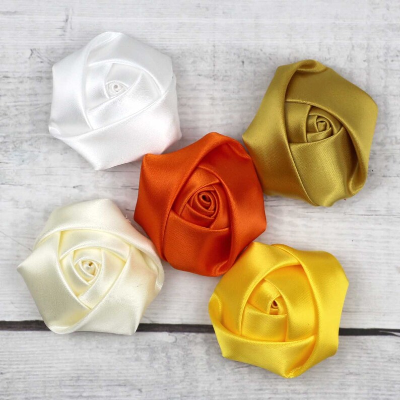 50PCS Satin Ribbon Roses Flowers Headmade Ribbon Flower for Etsy