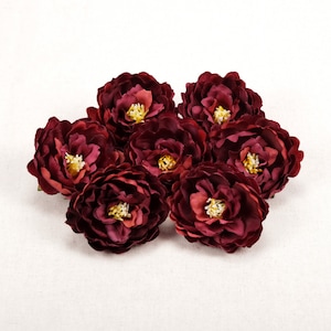 2.36&quot; Burgundy Peony Artificial Silk Flower Head Bulk Fake Rose For Wedding Decor Fake Flower Wall Panel DIY Handmade Crafts 5/500Pcs