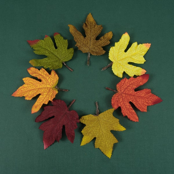 4'' Fall Artificial Maple Leaves Fake Oak Leaf Bluk for DIY Holiday Thanksgiving Halloween Autumn Maple Party Harvest Season Table Decor