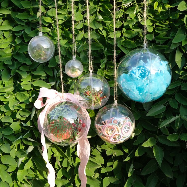 5Sizes Fillable Clear Acrylic Fillable Christmas Ball Ornament / Hanging DIY Ornament Ball For DIY Wedding Party Background Decor Accessory