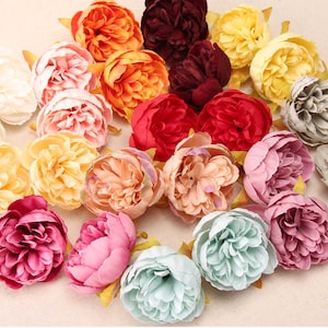 10/100pcs Peony Artificial Silk Flower Head 2.36" Assorted Color Bulk Fake Flower Wedding Home Flower Wall Decoration DIY Handmade Crafts