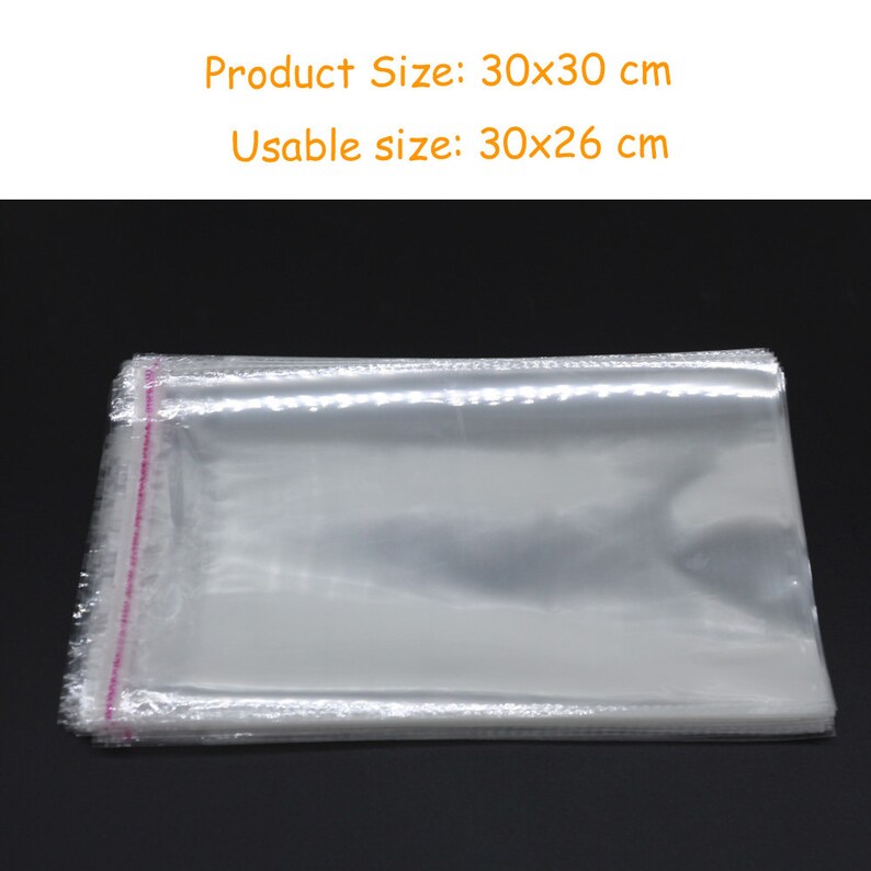 20pcs 30cm Wide Large Multi Sizes resealable packaging bag self adhesive packing plastic bag transparent Opp Bag Display Baggie Bags