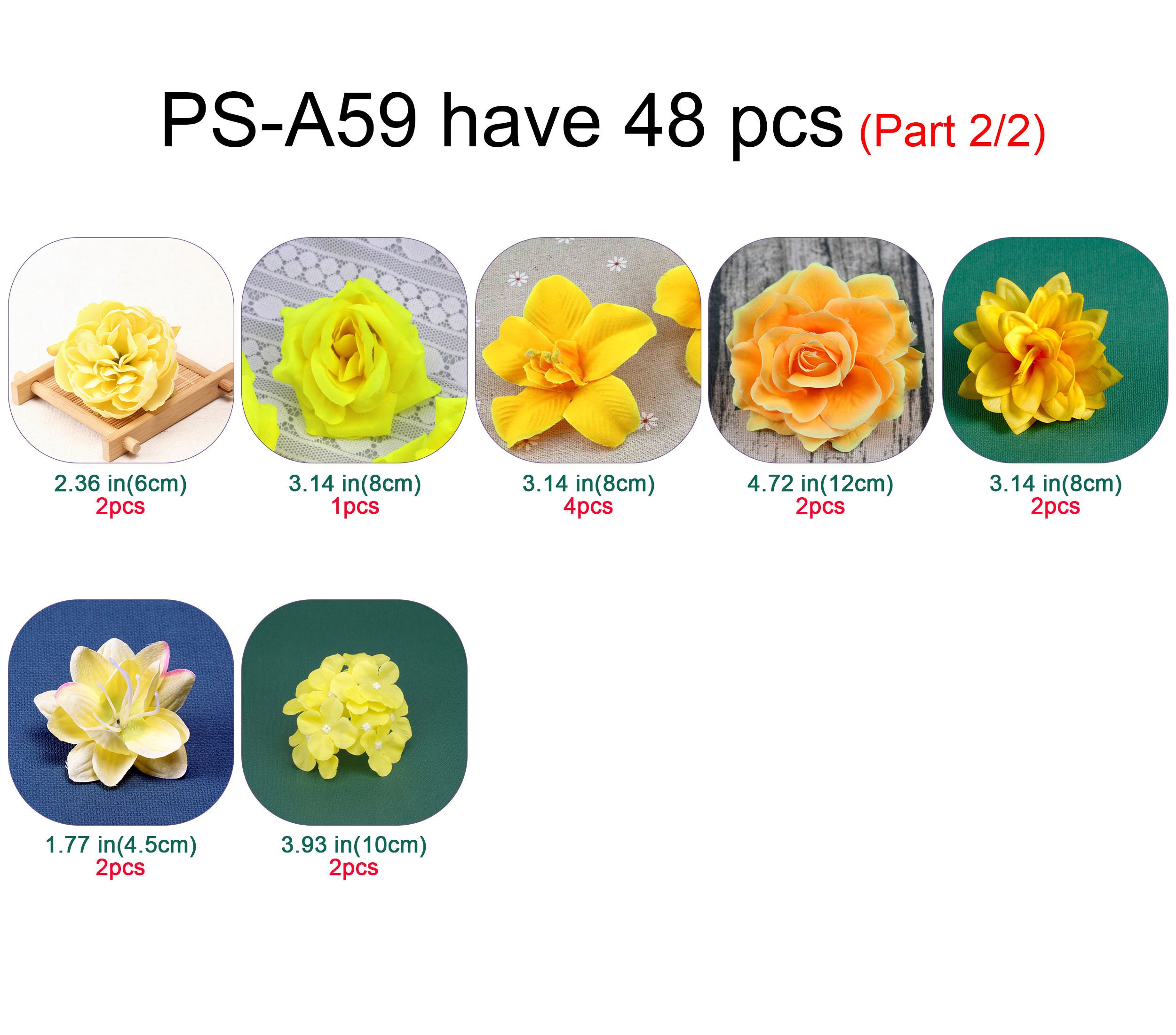 Yellow Theme Artificial Silk Flower Head Combo Set DIY Etsy