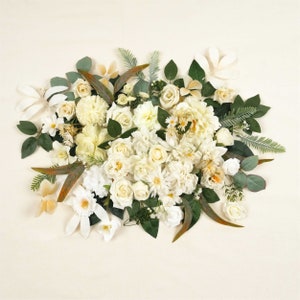 78PCS / Pack Beige Artificial Silk Flower Head Faux Leaf Combo Set For DIY Flower Arrangement Bouquets Wedding Party Baby Shower Decor Kit