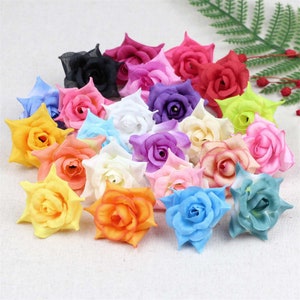5cm Artificial Silk Flower Head / 2&quot; Fake Rose Bulk / DIY Garland Wedding Home Scrapbook Gift Box Craft Decor 100Pcs/Pack Fake Flower