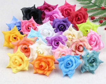 5cm Artificial Silk Flower Head / 2" Fake Rose Bulk / DIY Garland Wedding Home Scrapbook Gift Box Craft Decor 100Pcs/Pack Fake Flower
