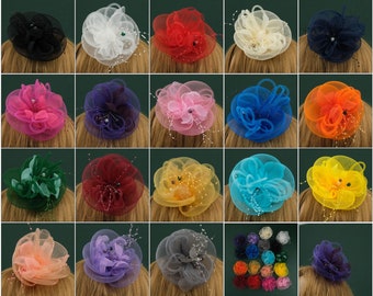 1/18PCS 5.9'' Beads Corsage Hair Accessory Mini Fascinators Hairpin - 18Colors Party Wedding Deby Bridal Shower Hair Decor Hairclip