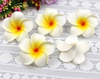 3Size White Foam Artificial Plumeria Rubra Frangipani Flower For DIY Beach Wedding Party Hirclip Hairpin Ear Flower Hawaiian Wreath Making