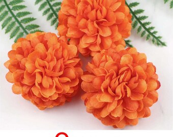 100個 オレンジの花 バルクカーネーション 人工シルクフラワーヘッド