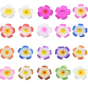 20 piezas 10 colores/2 ''espuma hawaiana Artificial Plumeria Rubra Frangipani pétalos de flores para decoración del banquete de boda DIY Hirclip oreja flor horquilla