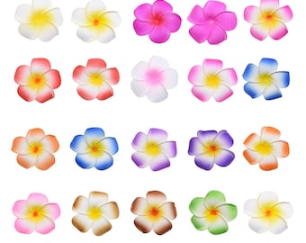 20Pcs 10Color / 2'' Hawaiian Foam Artificial Plumeria Rubra Frangipani  Flower Petals For DIY Wedding Party Decor Hirclip Ear Flower Hairpin