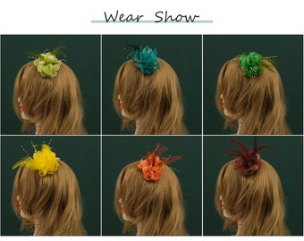 18PCS/Set Mix Colors 丨4'' Small Bride Fascinators Hat - Mini Hairpin Wedding Engagement Party Corsage Bridal Shower HairClip Hair Decor