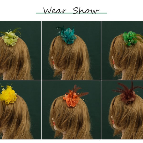 18PCS/Set Mix Colors 丨4'' Small Bride Fascinators Hat - Mini Hairpin Wedding Engagement Party Corsage Bridal Shower HairClip Hair Decor