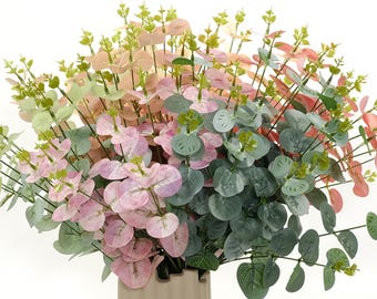 18inch Artificial Eucalyptus Branches Stem 1 Bunch of 16 stems Real Touch Eucalyptus Branch Faux Plant Eucalyptuses Stems Fall Centerpiece