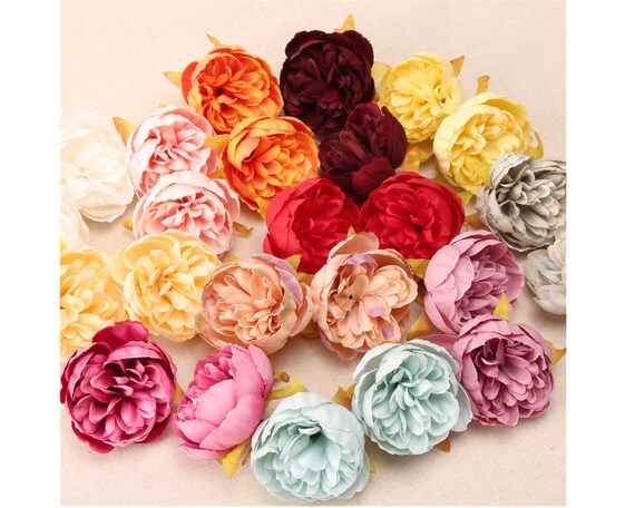 20 Pcs Silk Flower Carnation Head DIY Heads Craft Artificial