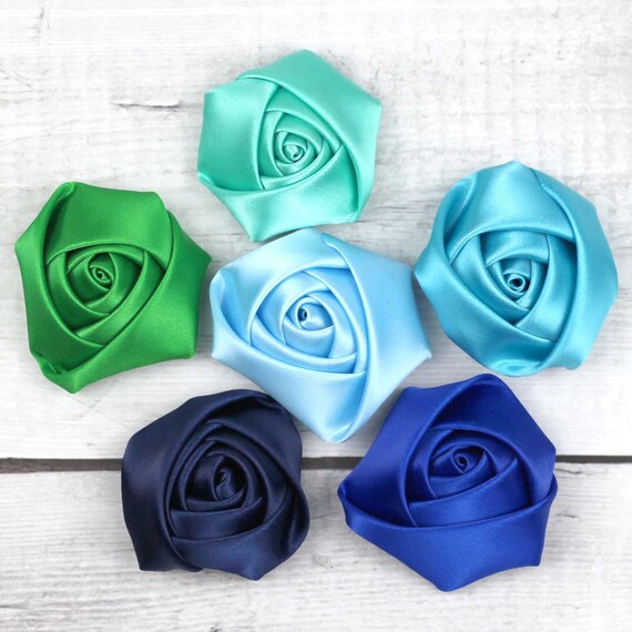 200PC MINI SATIN RIBBON ROSE BUD FLOWER SEWING APPLIQUE CRAFT DIY DECORATION