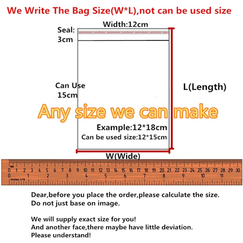 20pcs 30cm Wide Large Multi Sizes resealable packaging bag self adhesive packing plastic bag transparent Opp Bag Display Baggie Bags