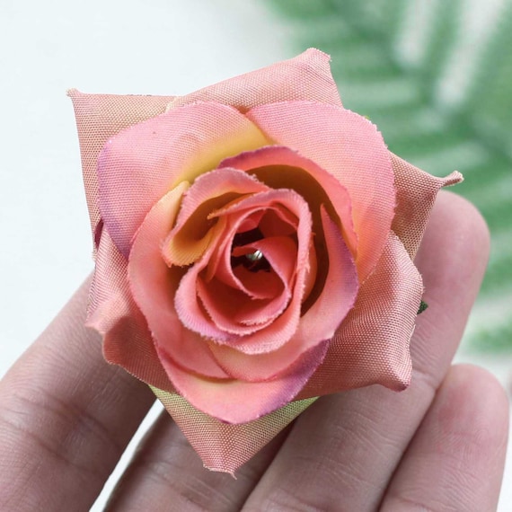 20 Teste Di Fiori Artificiali - Mini Rose E Peonie In Plastica Per Decorazioni, Matrimoni, Fai Da Te - Foto 6