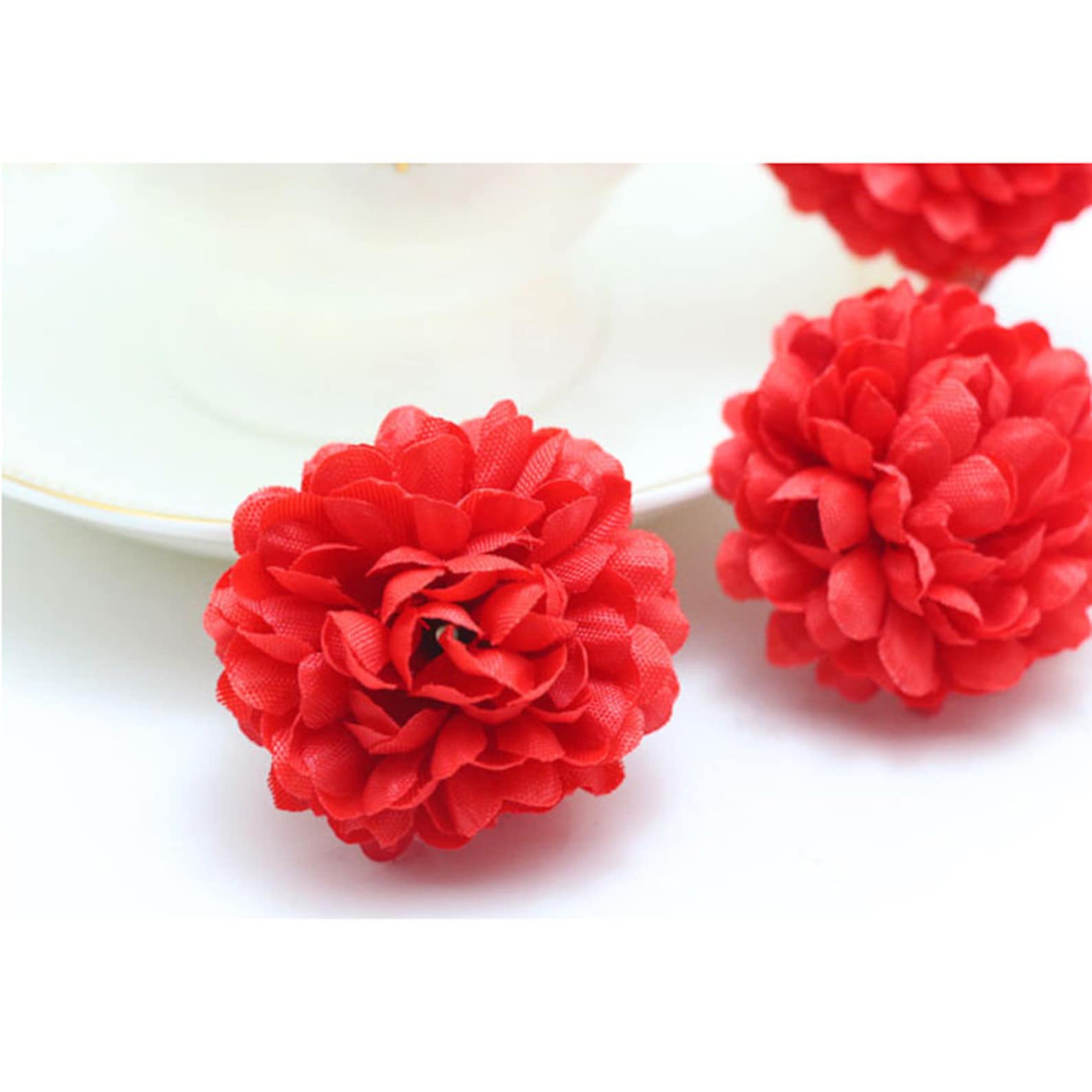 100PCS Dark Red Silk Flowers Bulk Carnation Artificial Flowers Etsy