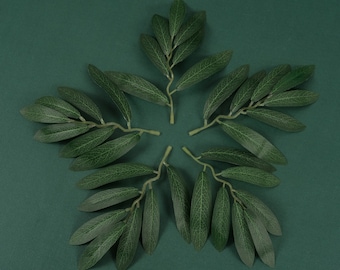 6/150P Green Artificial Silk Leaf Faux Foliage Fake Olive Leave For DIY Crafts Bouquet Scrapbook Decor Wreath Corsage Floral Arrange Supply