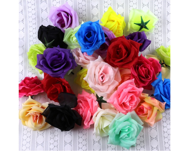 102050100PCS Silk Flower Heads Wholesale Silk Roses Heads Etsy