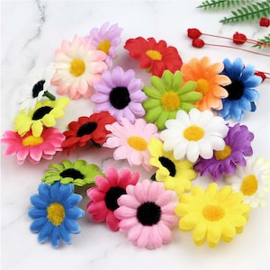 4cm Artificial falso Mini Gerbera Margarita flores cabezas girasol de seda hecho a mano decoración de boda DIY corona regalo Scrapbooking 30-200PCS