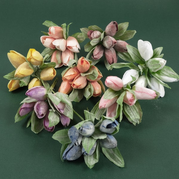 1/6Bundle Artificial Silk Flower Bundle Small Fake Tulip Picks For DIY Crafts Bouquets Wreath Vase Crown Decor Faux Flower