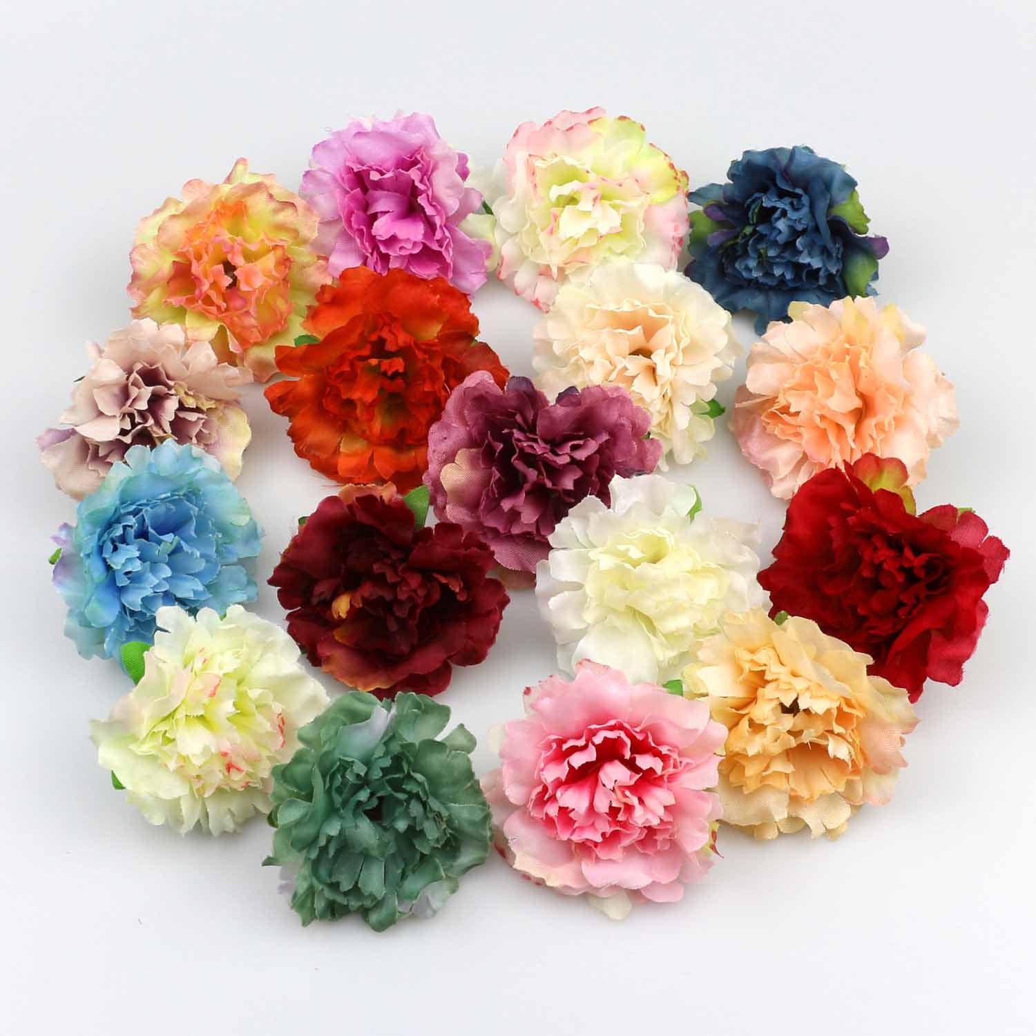 17 Colors 6cm Artificial Rose Peony Silk Flower Heads for Wedding Party ...