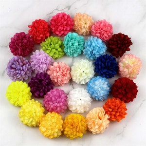 2&quot;Artificial Silk Carnation Artificial Flower Head Mini Hydrangea DIY Wedding Party Wreath Bouquet Hairclip Decor 5cm Fake Flower Pompon Mum