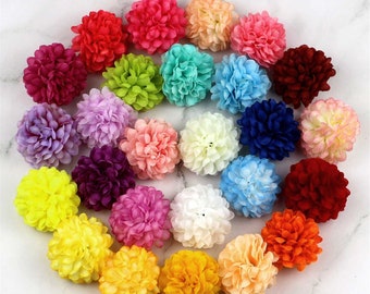 2"Artificial Silk Carnation Artificial Flower Head Mini Hydrangea DIY Wedding Party Wreath Bouquet Hairclip Decor 5cm Fake Flower Pompon Mum