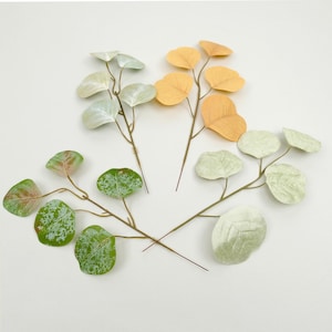 4Color Artificial Silk Eucalyptus Leaf Stems Bulk Fake Silver Dollar Branch Faux Plants Greenery For DIY Craft Wreath Filler Accessories