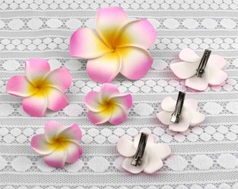 10-100Pcs Pink 3Size Plumeria HairClip Foam Hawaiian Flower Hair Accessories for Girls Bridal Wedding Party Beach Vacation Photo Props Decor