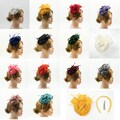 Women Fascinator Hat 14 Color Pick W/ Headband Hair Clip Bridal Fascinator Prom Wedding Accessory Pillbox Flower Feather Tea Party Headwear
