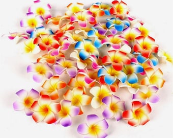 10Color Hawaiian Flowers Fake Plumeria 10PCS 2" Foam Small Frangipani Flower Head For DIY Beach Wedding Hawaiian Party Hairpin Garland Decor