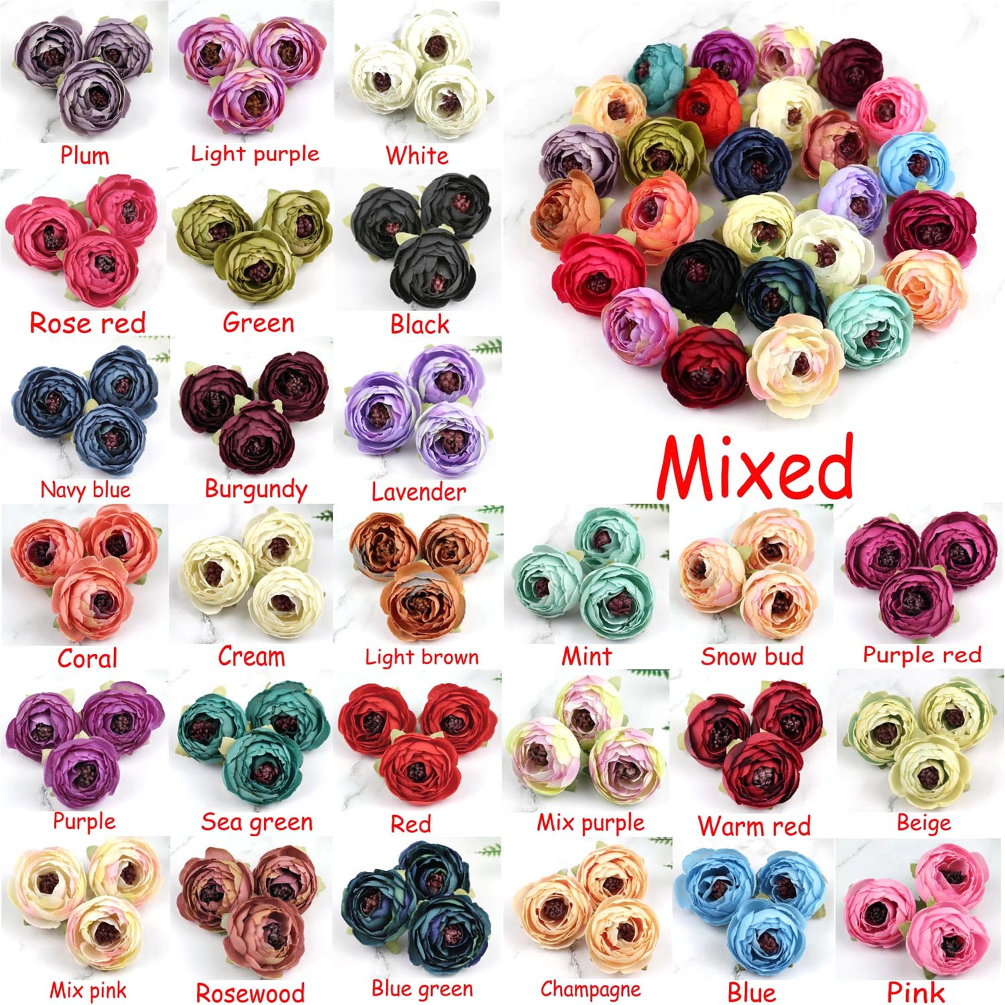 5/500pcs 27color 2"camellia Flower Head Artificial Silk Rose Bluk ...