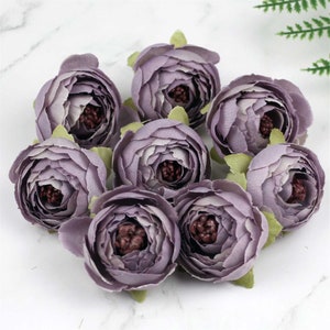 5CM Plum Camellia / Artificial Silk Flower Head / 2 Inch Silk Rose for Wedding Baby Shower Flower Wall DIY Crafts Decor Faux Flower
