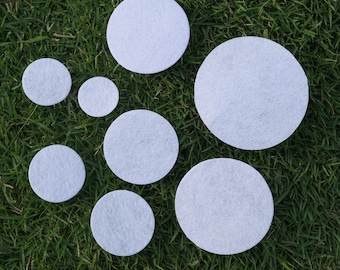 80/1200P Grootte van 2,5-7 cm Witte niet-geweven stof Ronde vilten doek voor doe-het-zelf ambachten Naaien Voorgesneden vilt Cirkelblad Pad Kies uw maat