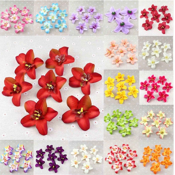 Têtes de fleurs artificielles en soie, 16 couleurs, 50/100 pièces, orchidée Cattleya en vrac, pour bricolage, décoration de gâteau, Bouquets de desserts, décor de couronne