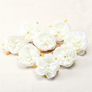 2.3&quot;White Peony Aritificial Silk Flower Head 50Pcs Bulk Fake Flower for DIY Flower Ball Wedding Home Bouquets Flower Wall Cake Topper Decor