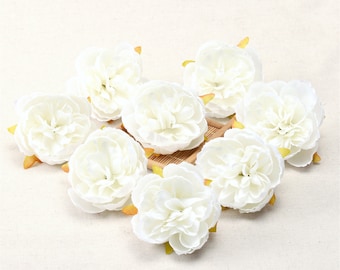 2.3"White Peony Aritificial Silk Flower Head 50Pcs Bulk Fake Flower for DIY Flower Ball Wedding Home Bouquets Flower Wall Cake Topper Decor