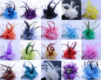 18/50PCS  4" Mini Fascinator for Women Tea Party Wedding Bridal Shower Cocktail 10CM Mesh Feather HairClip Corsage Brooch Hairpin Headband