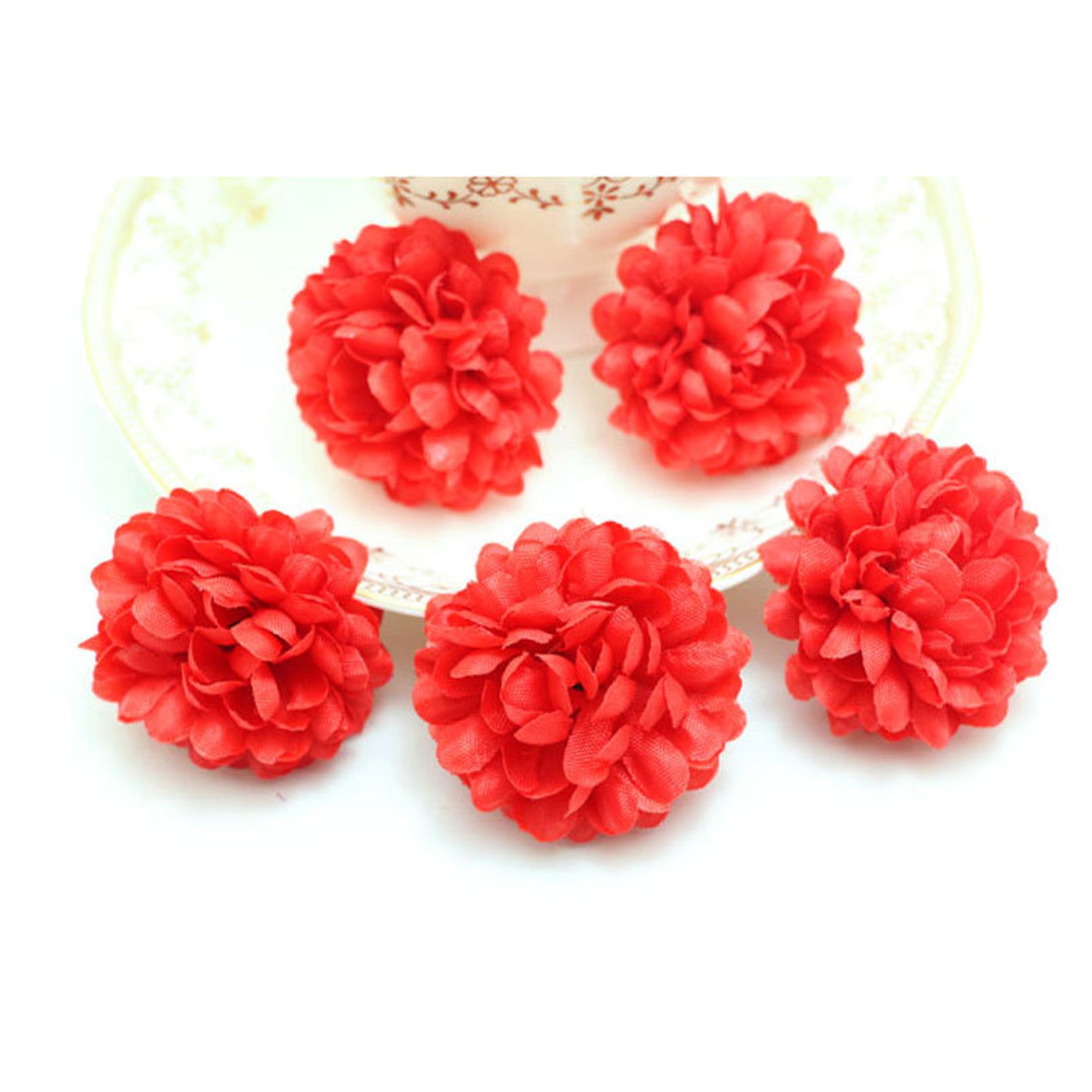 100PCS Dark Red Silk Flowers Bulk Carnation Artificial Flowers Etsy