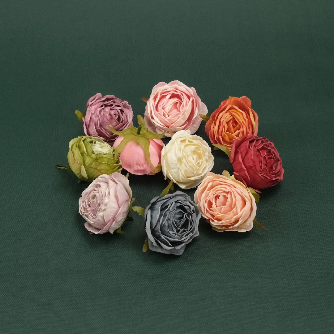 10colors 2.75inch Artificial Silk Flower Head | Bulk Burnt Rose Rayon ...
